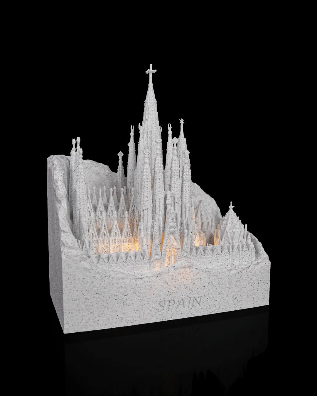 Wereldmonument met verlichting