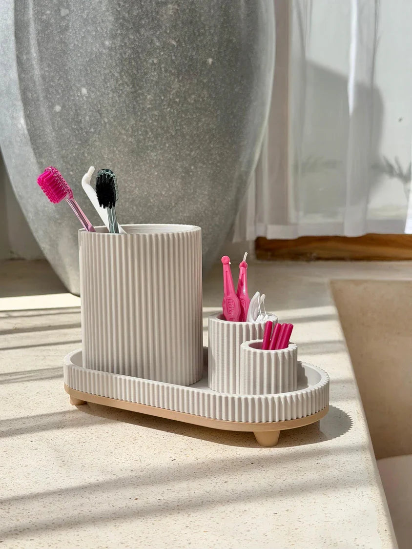 KUTAS tandenborstelhouder | Geribbelde badkamer organizer