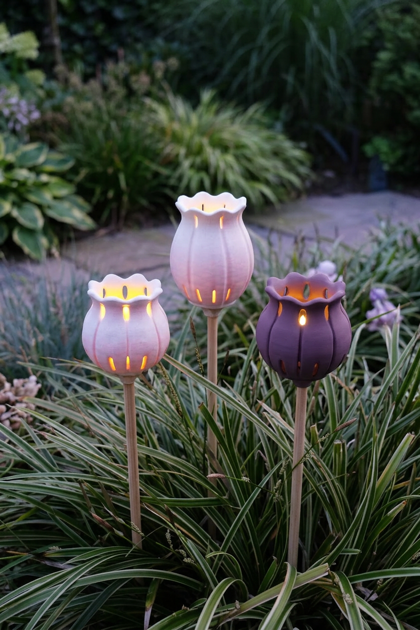 Bloem tuinkandelaar (set van 3)